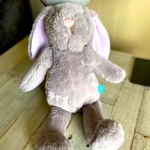 Manhattan Toy Floppy Bunny Rabbit Grey Purple Ears Plush Stuffed Animal 14”